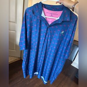 Bob O’Link Golf Club Blue and Pink Golf Polo Shirt
